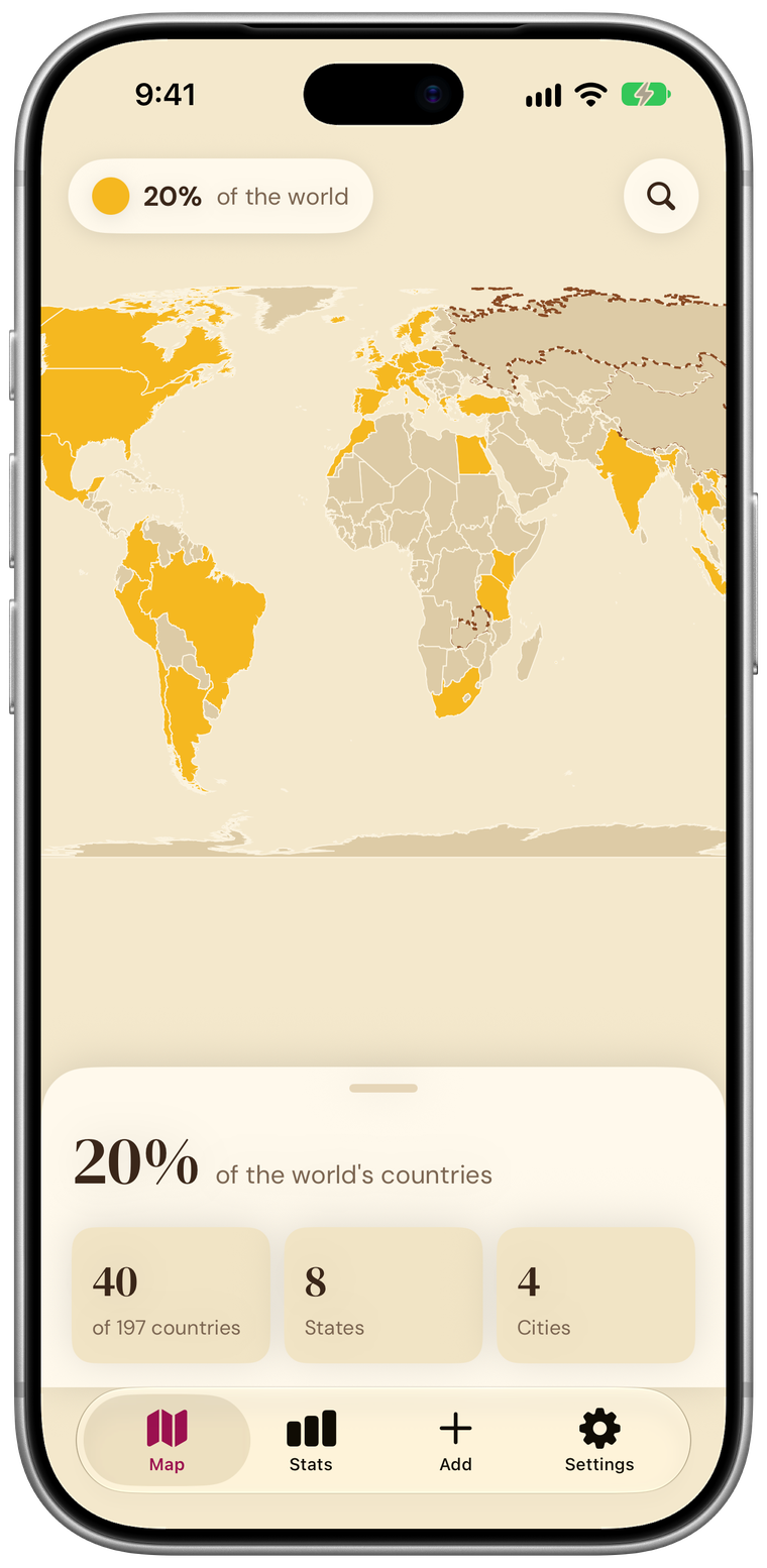 Tintmap world map with colored countries
